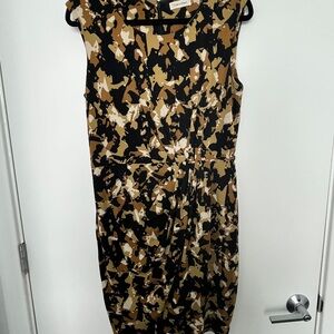 Calvin Klein Women's Black and Brown Midi Dress